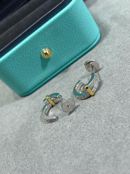 [⭐Sparkve Jewels]EDGE DIAMOND PINK GOLD EARRINGS