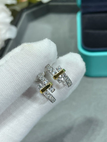 [⭐Sparkve Jewels]EDGE DIAMOND PINK GOLD EARRINGS