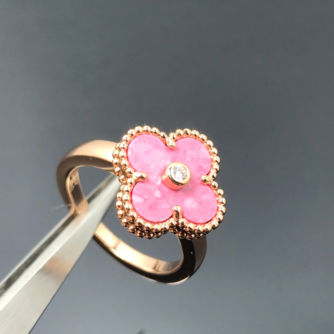 [⭐Sparkve]CLOVER RHODONITE ROSE GOLD RING