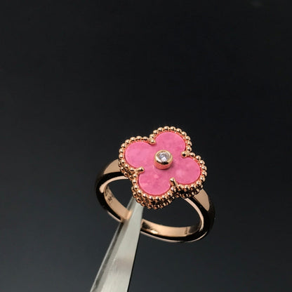 [⭐Sparkve]CLOVER RHODONITE ROSE GOLD RING
