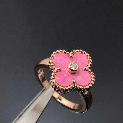 [⭐Sparkve]CLOVER RHODONITE ROSE GOLD RING