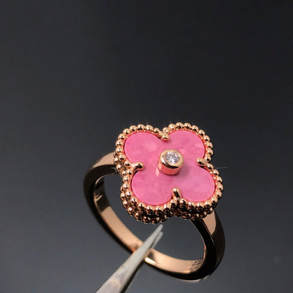 [⭐Sparkve]CLOVER RHODONITE ROSE GOLD RING