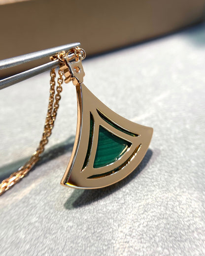 [⭐Sparkve]DREAM MALACHITE DIAMOND PAVED PINK GOLD NECKLACE