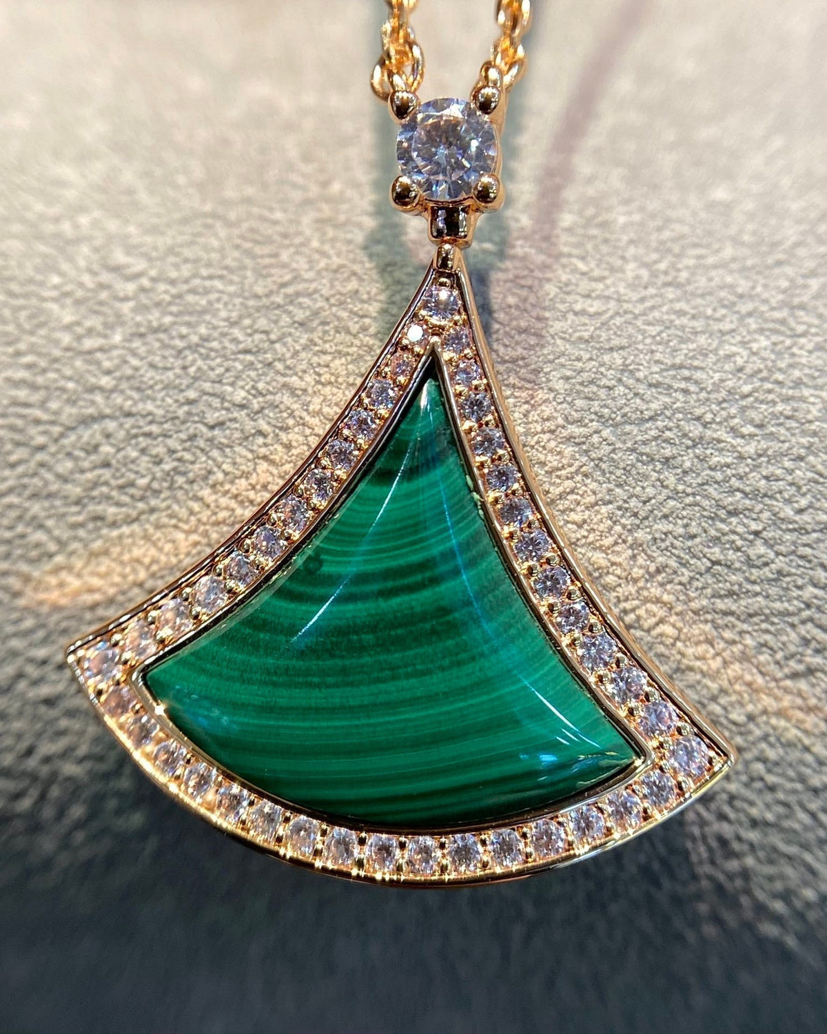 [⭐Sparkve]DREAM MALACHITE DIAMOND PAVED PINK GOLD NECKLACE