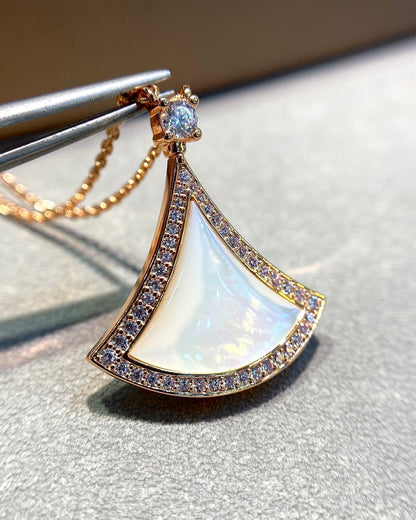 [⭐Sparkve]DREAM MOP DIAMOND PAVED PINK GOLD NECKLACE
