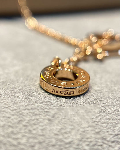 [⭐Sparkve]DREAM MOP DIAMOND PAVED PINK GOLD NECKLACE