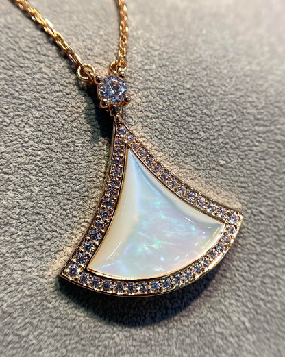 [⭐Sparkve]DREAM MOP DIAMOND PAVED PINK GOLD NECKLACE