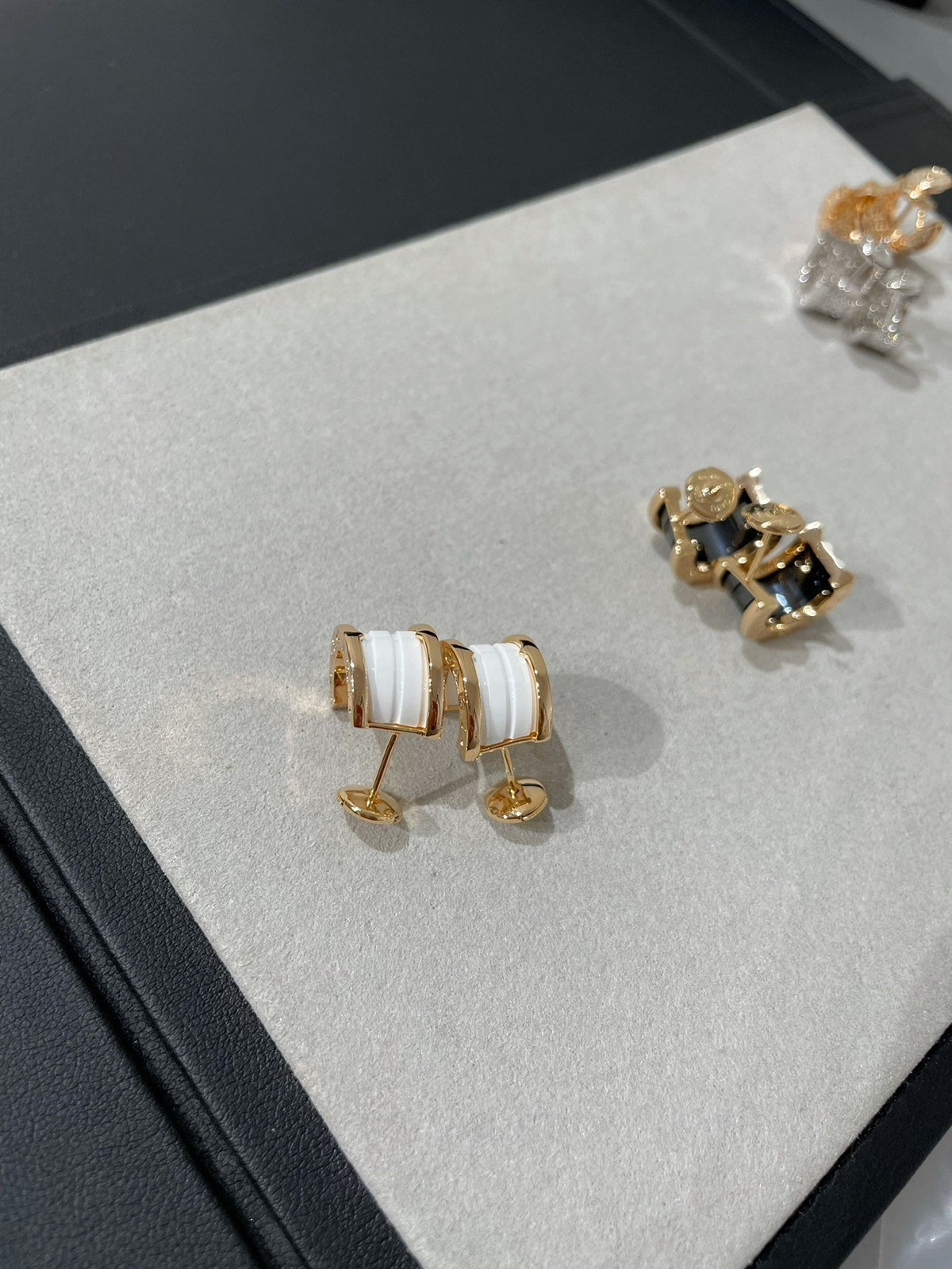 [⭐Sparkve]ZERO 1 PINK GOLD CERAMIC EARRINGS