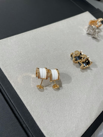 [⭐Sparkve]ZERO 1 PINK GOLD CERAMIC EARRINGS