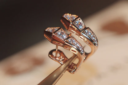 [⭐Sparkve]SERPENT PINK GOLD DIAMOND EARRINGS