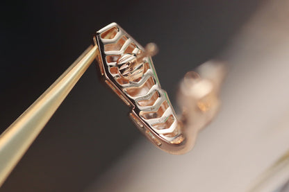 [⭐Sparkve]SERPENT PINK GOLD DIAMOND EARRINGS