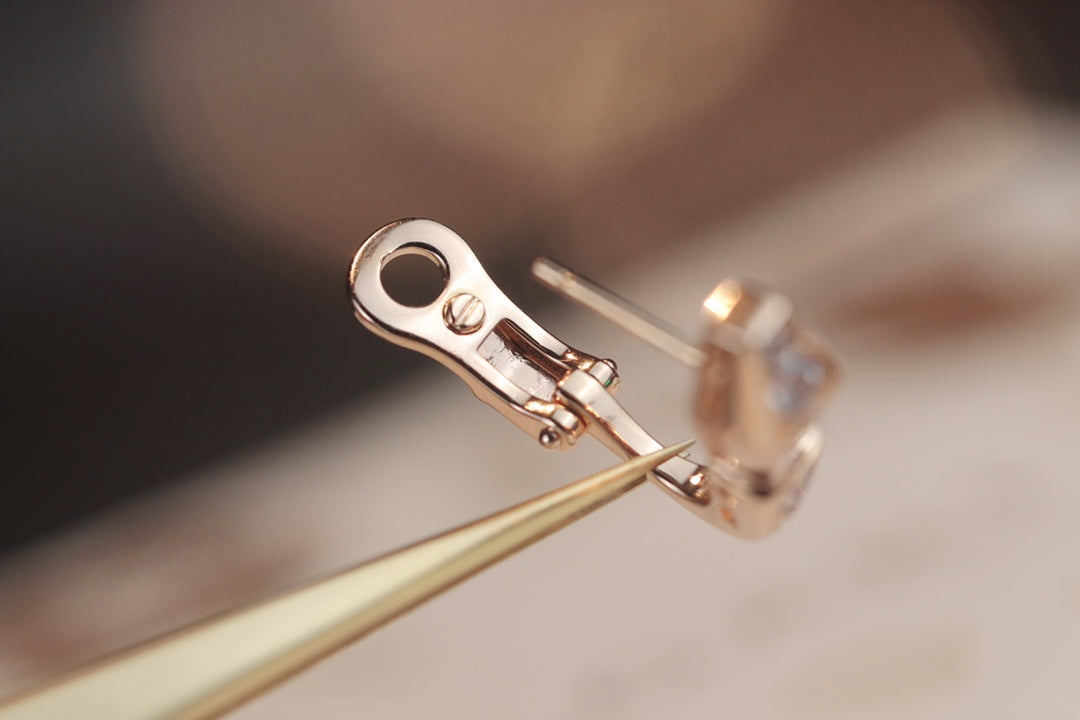 [⭐Sparkve]SERPENT PINK GOLD DIAMOND EARRINGS