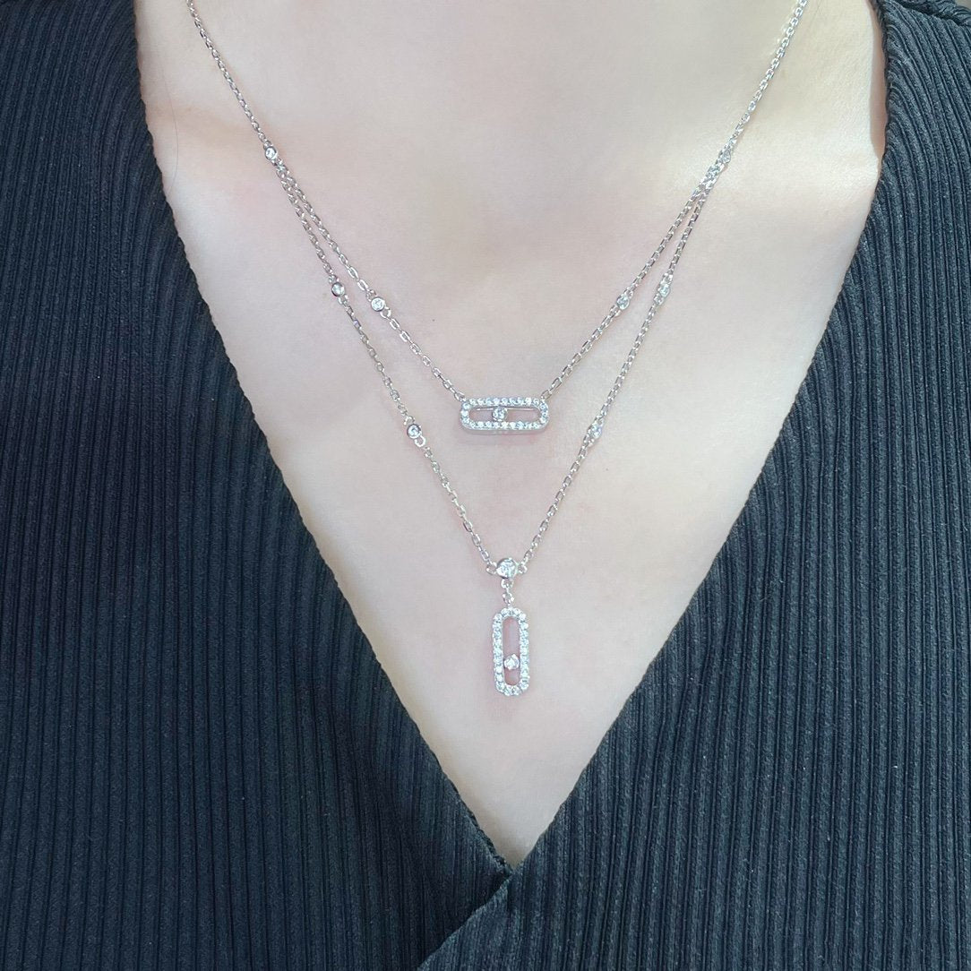 [⭐Sparkve]MOVE 2 ROW DIAMOND NECKLACE