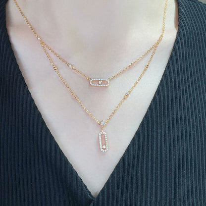[⭐Sparkve]MOVE 2 ROW DIAMOND NECKLACE