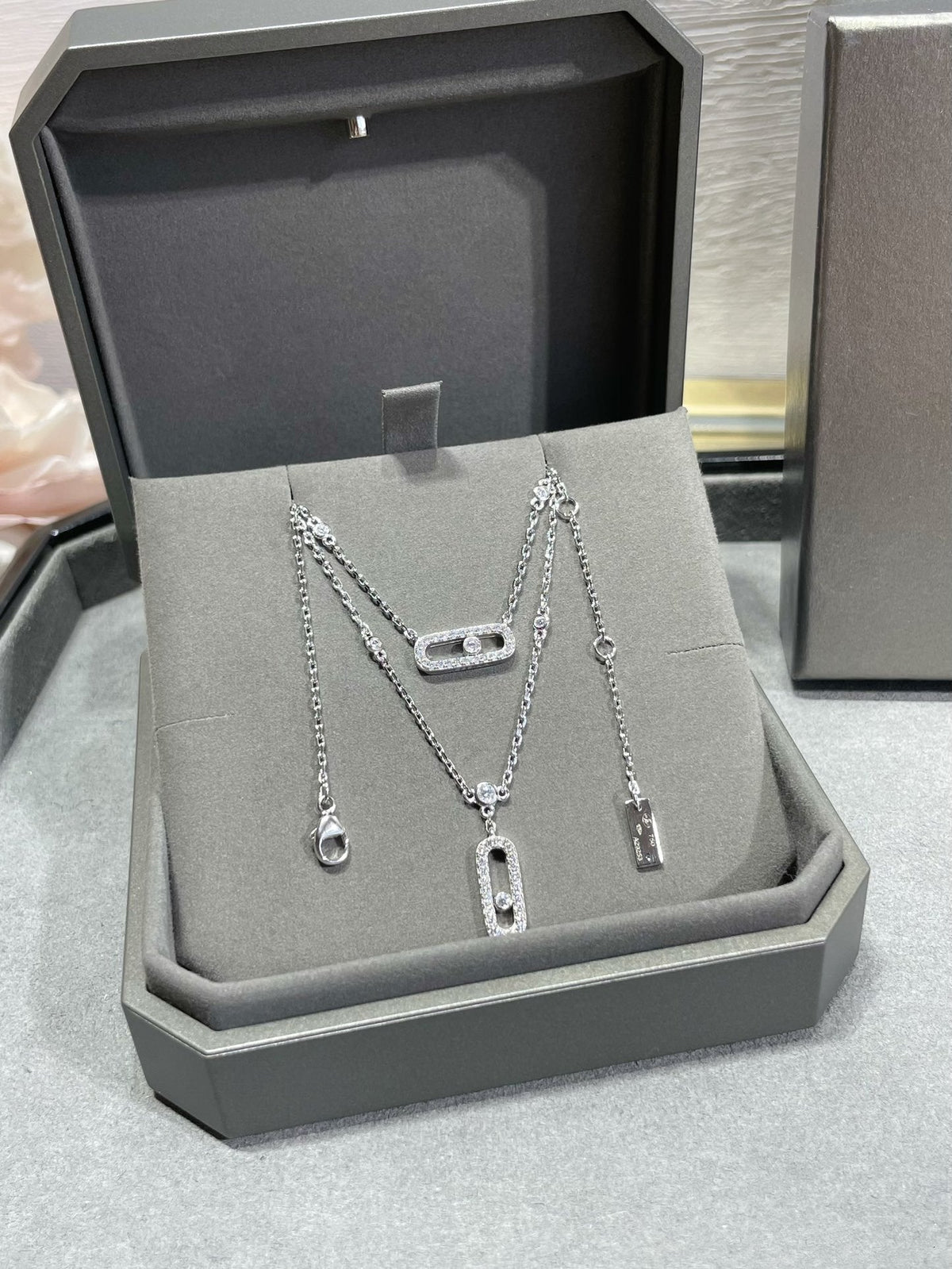 [⭐Sparkve]MOVE 2 ROW DIAMOND NECKLACE