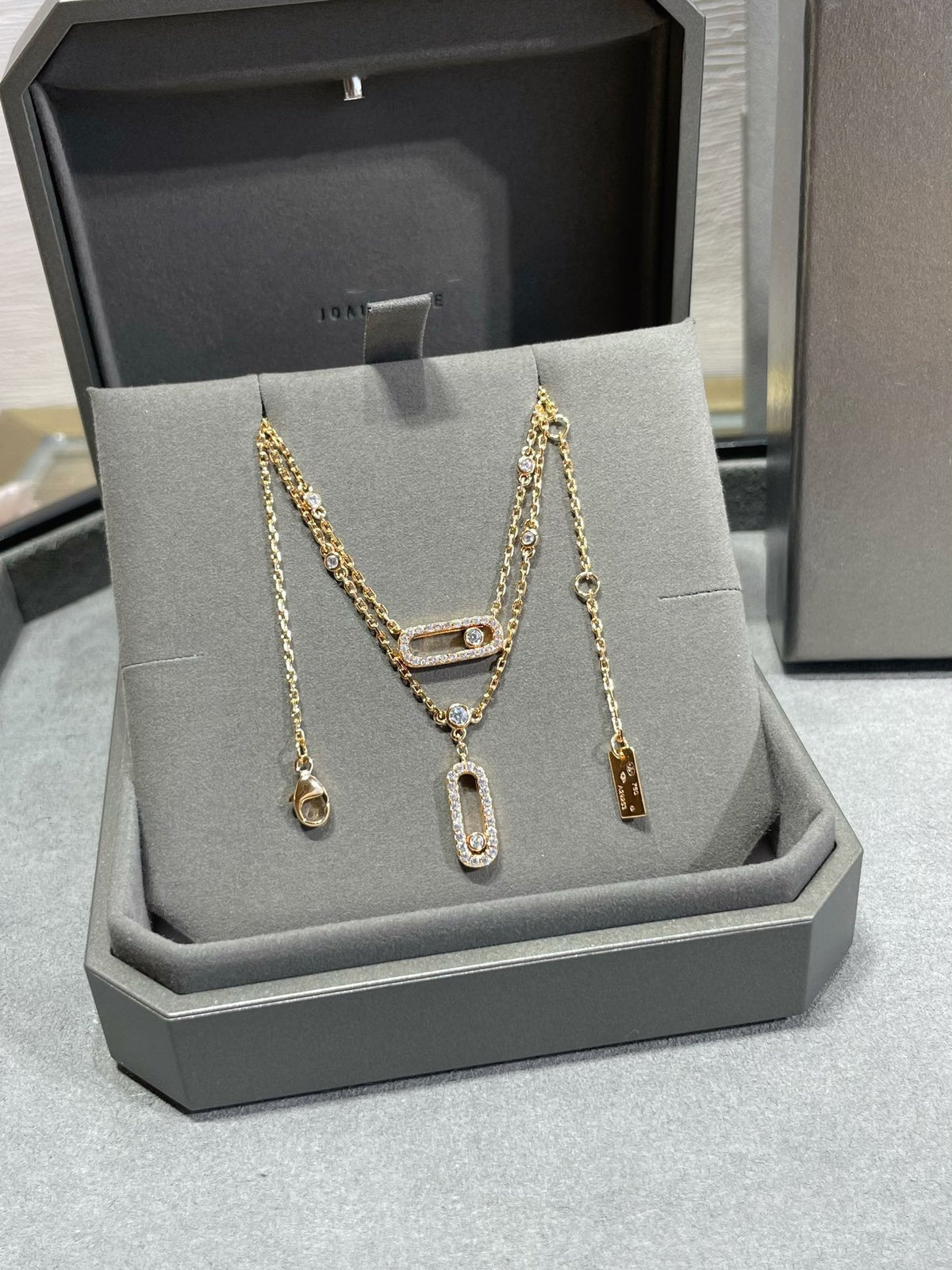 [⭐Sparkve]MOVE 2 ROW DIAMOND NECKLACE