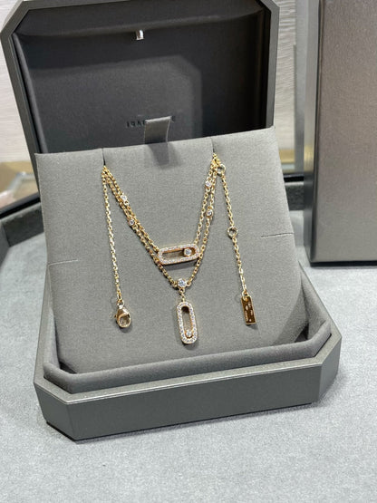 [⭐Sparkve]MOVE 2 ROW DIAMOND NECKLACE