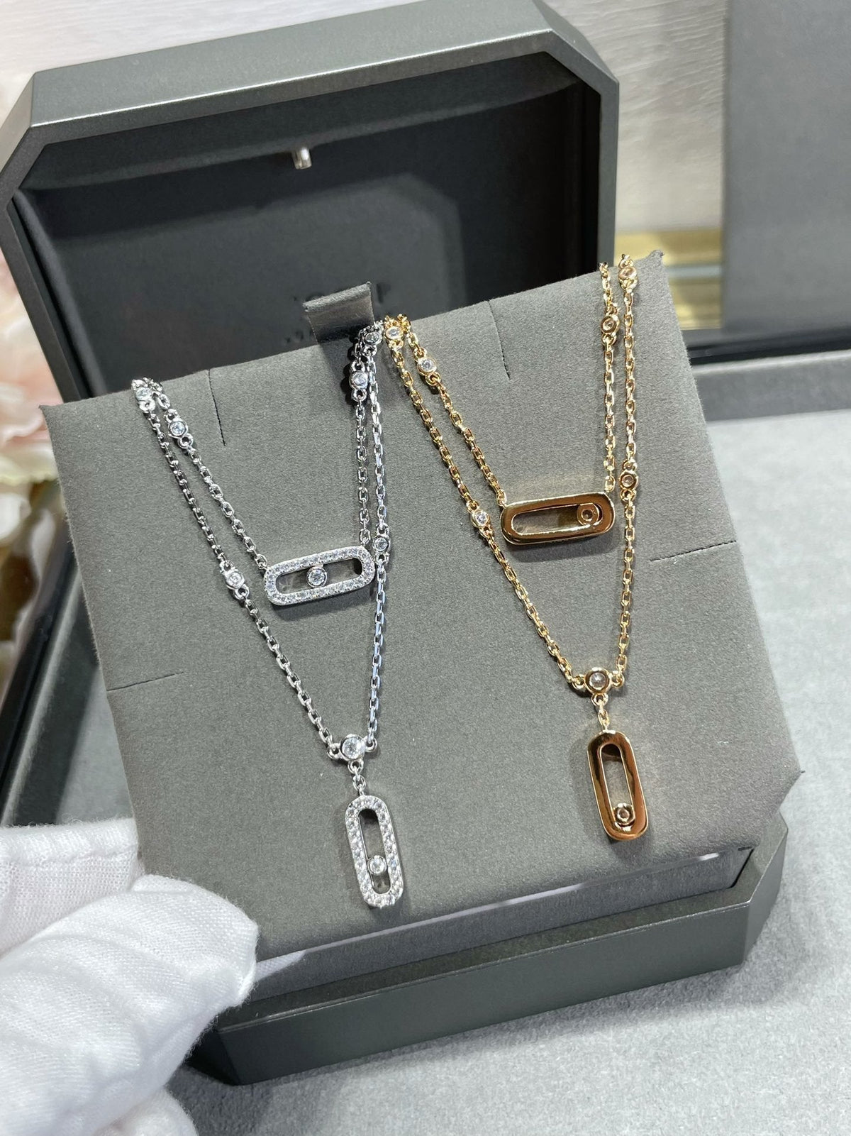 [⭐Sparkve]MOVE 2 ROW DIAMOND NECKLACE