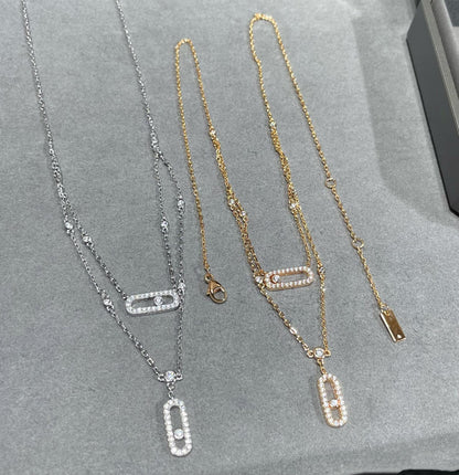 [⭐Sparkve]MOVE 2 ROW DIAMOND NECKLACE