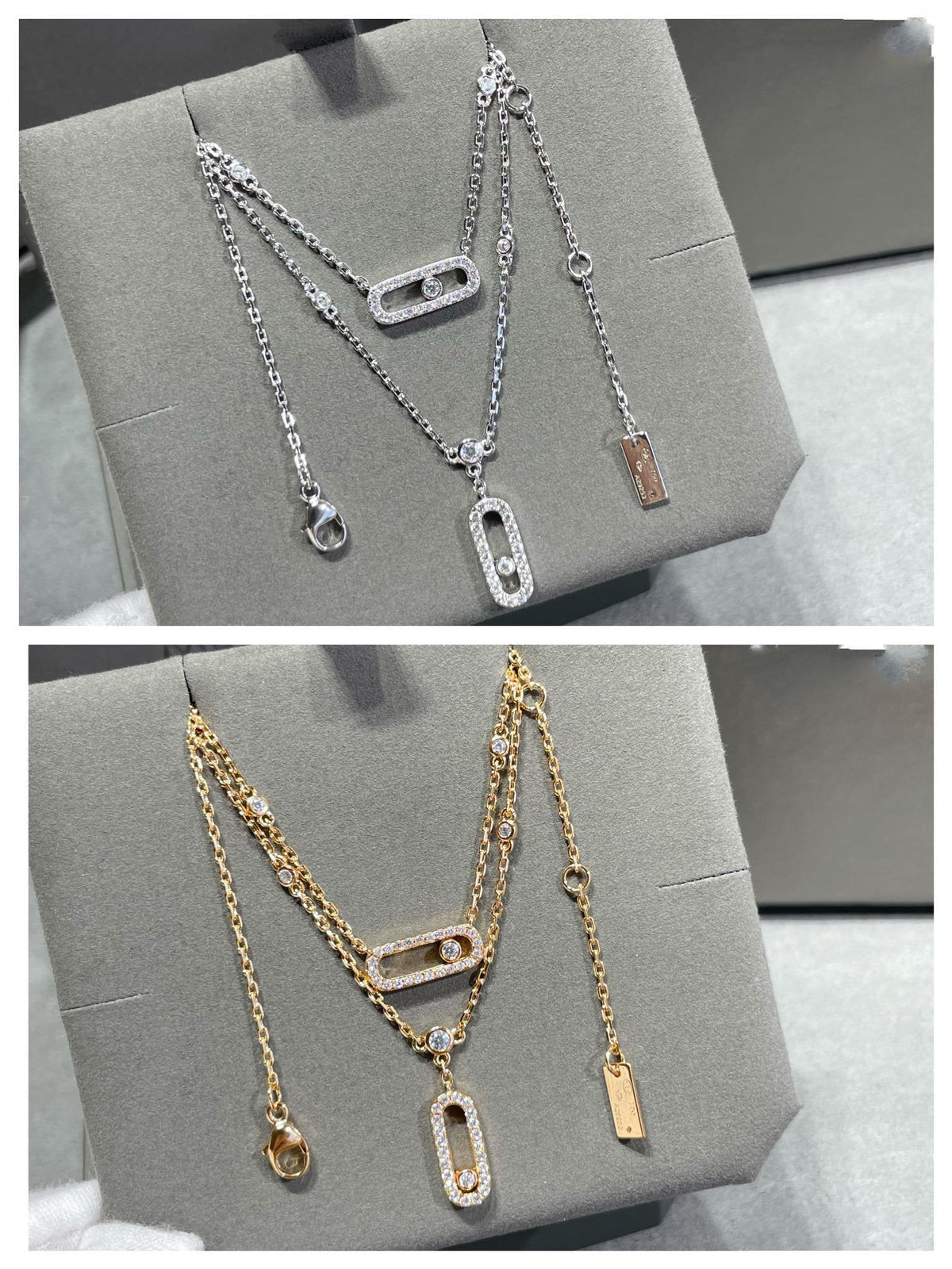 [⭐Sparkve]MOVE 2 ROW DIAMOND NECKLACE
