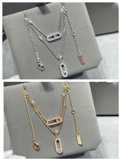 [⭐Sparkve]MOVE 2 ROW DIAMOND NECKLACE