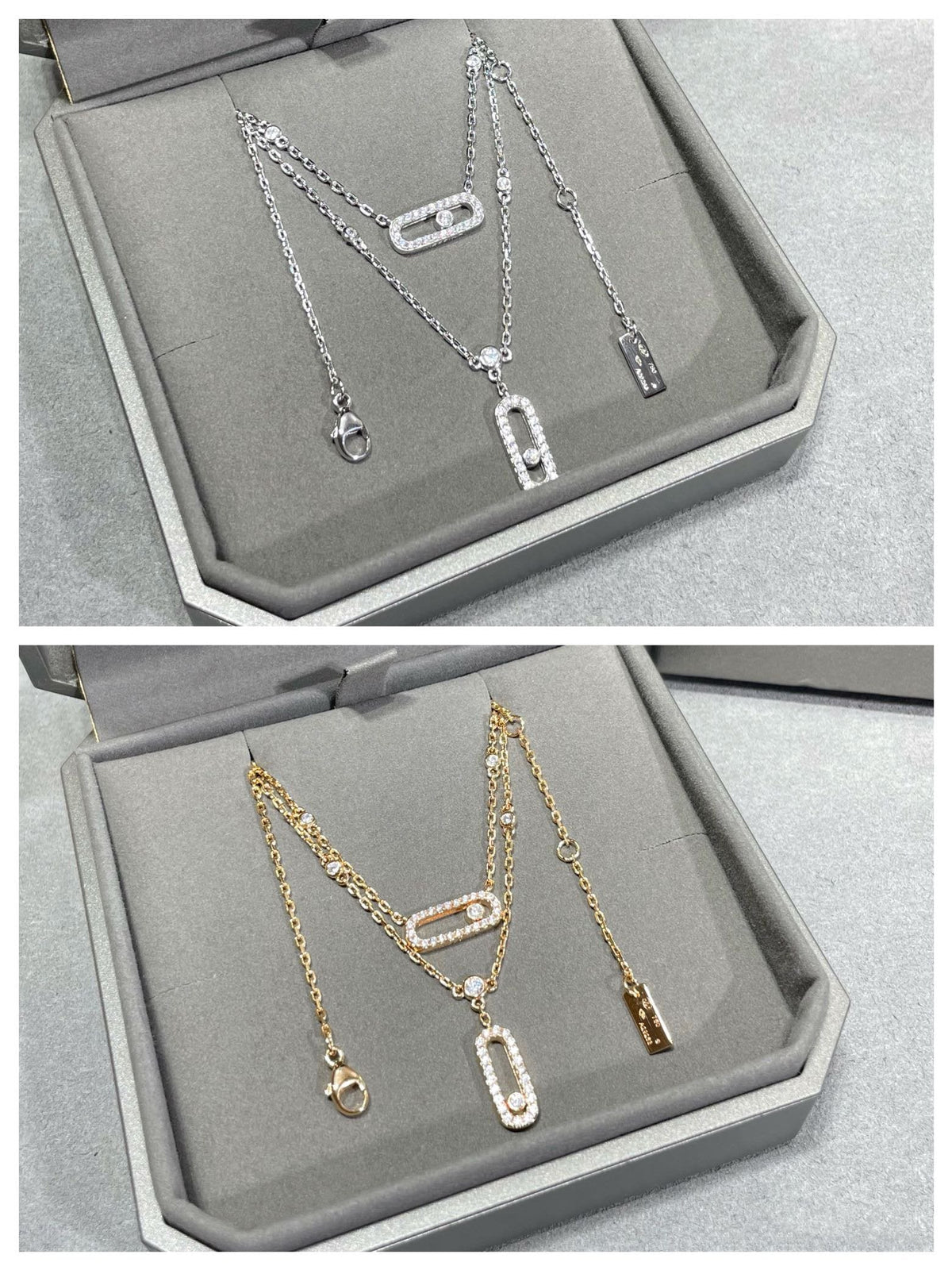 [⭐Sparkve]MOVE 2 ROW DIAMOND NECKLACE