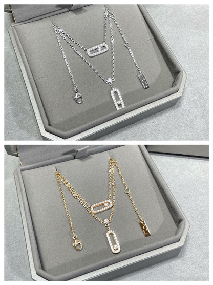 [⭐Sparkve]MOVE 2 ROW DIAMOND NECKLACE