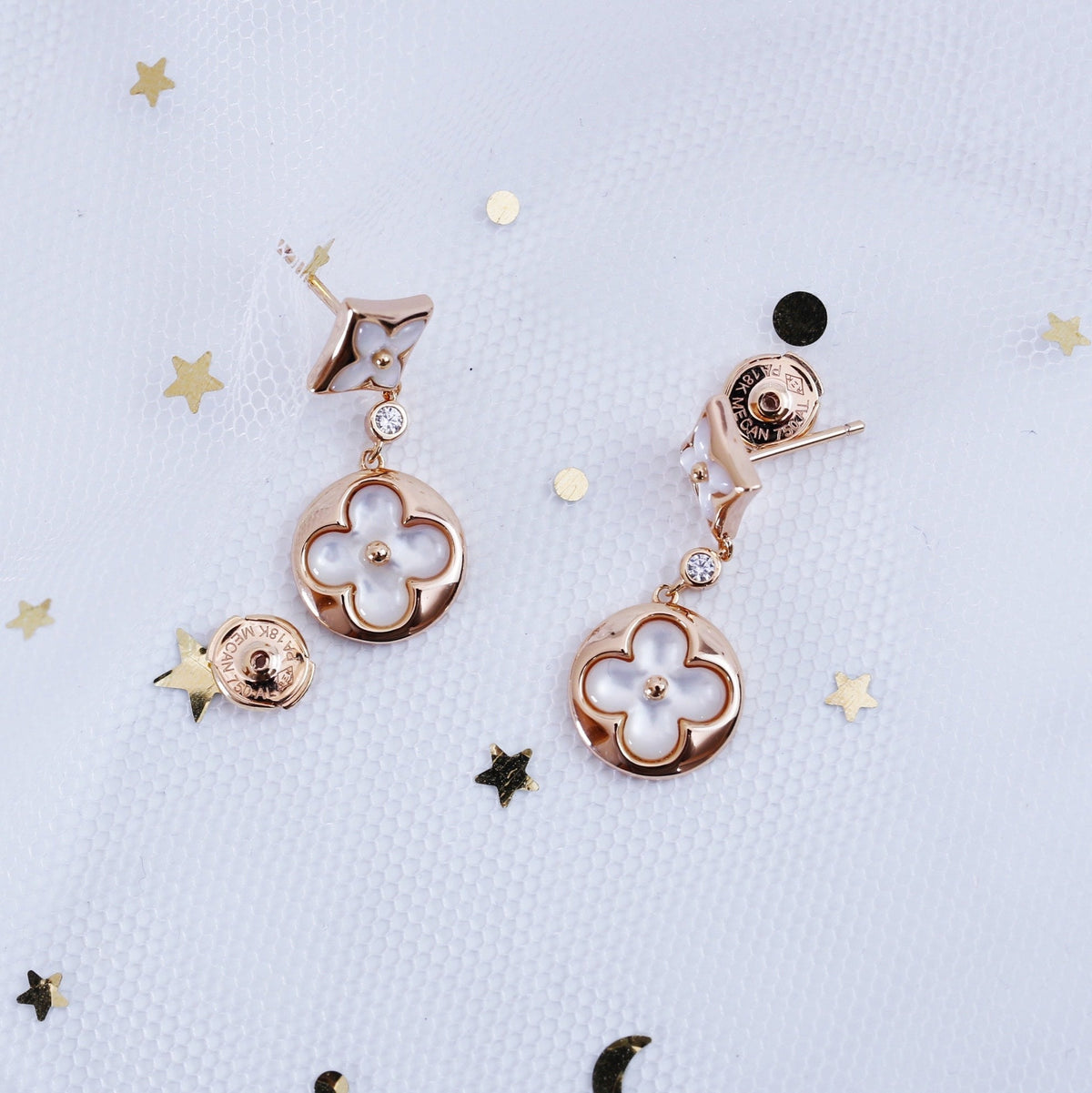 [⭐Sparkve]STAR AND SUN PINK GOLD MOP DROP EARRINGS