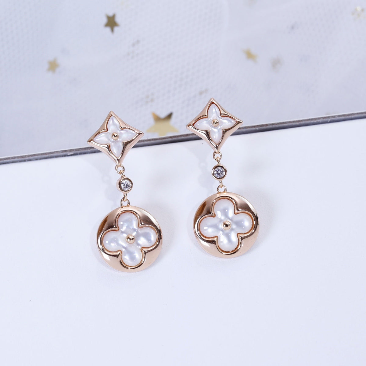 [⭐Sparkve]STAR AND SUN PINK GOLD MOP DROP EARRINGS