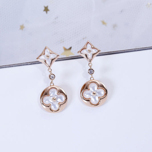 [⭐Sparkve]STAR AND SUN PINK GOLD MOP DROP EARRINGS