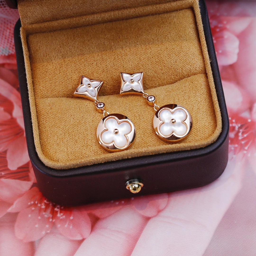 [⭐Sparkve]STAR AND SUN PINK GOLD MOP DROP EARRINGS