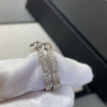 [⭐Sparkve]LOVE DIAMOND SILVER HOOP EARRINGS