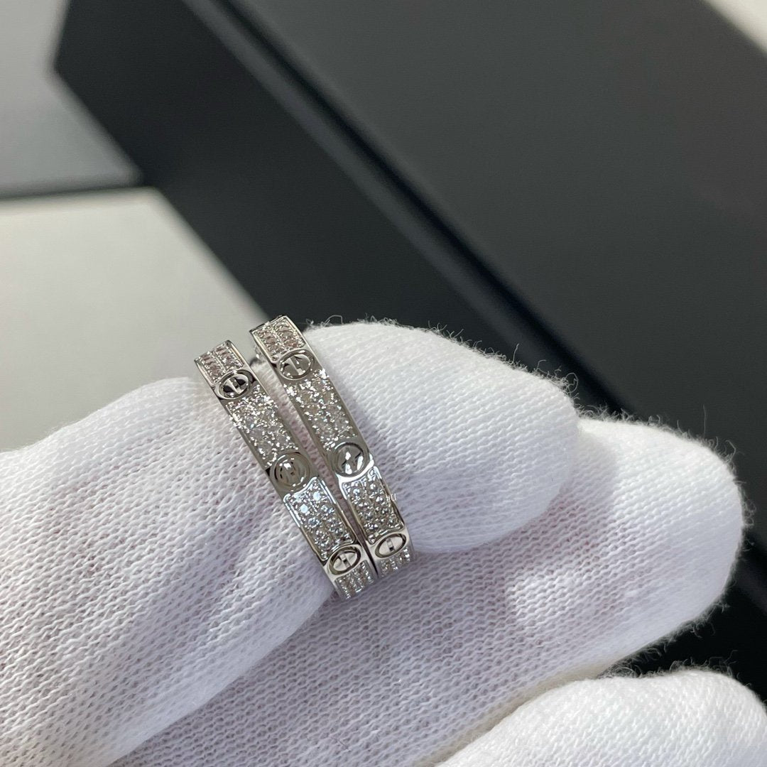 [⭐Sparkve]LOVE DIAMOND SILVER HOOP EARRINGS