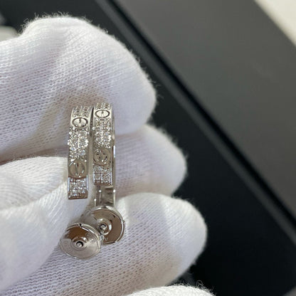 [⭐Sparkve]LOVE DIAMOND SILVER HOOP EARRINGS
