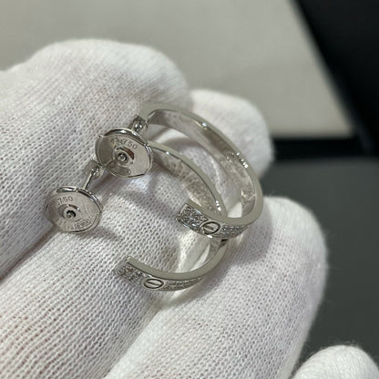 [⭐Sparkve]LOVE DIAMOND SILVER HOOP EARRINGS
