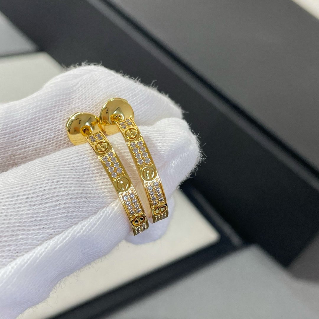 [⭐Sparkve]LOVE DIAMOND GOLD HOOP EARRINGS
