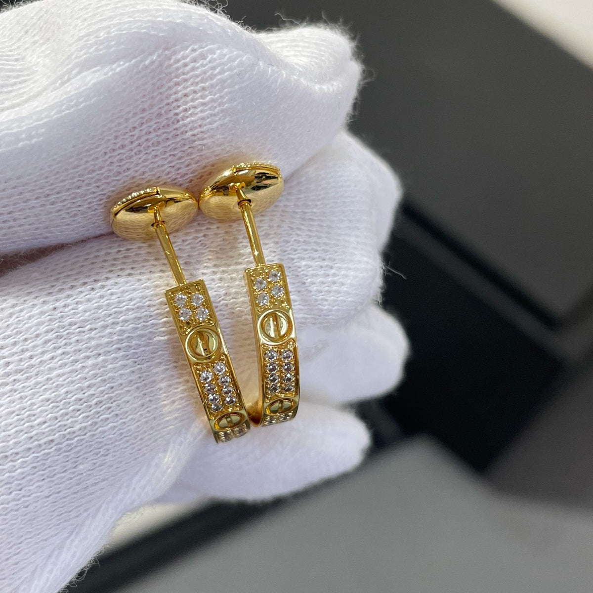 [⭐Sparkve]LOVE DIAMOND GOLD HOOP EARRINGS