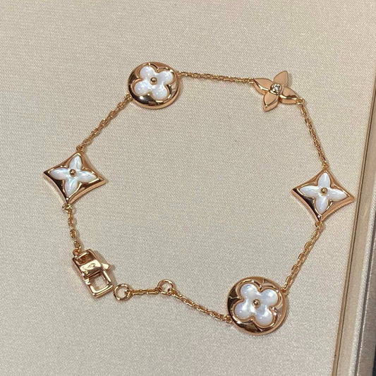 [⭐Sparkve]STAR AND SUN 5 MOTIF MOP PINK GOLD BRACELET