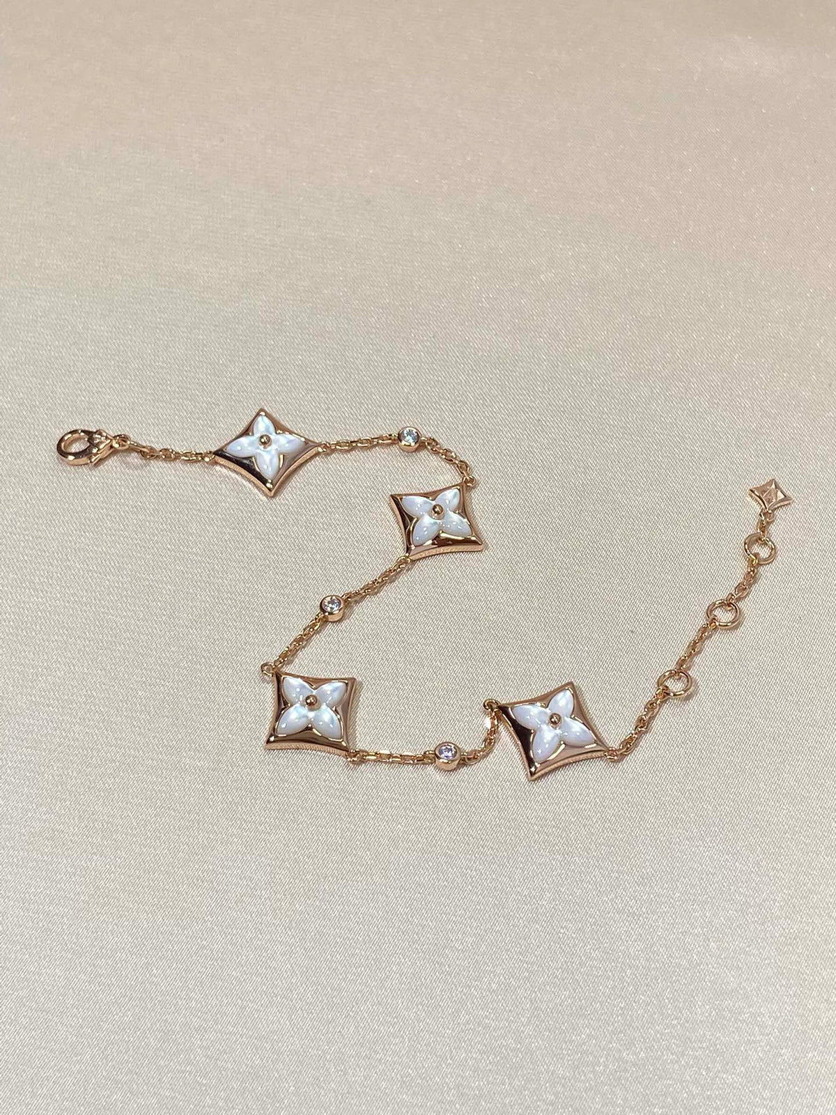 [⭐Sparkve]STAR 4 MOTIF MOP DIAMOND PINK GOLD BRACELET