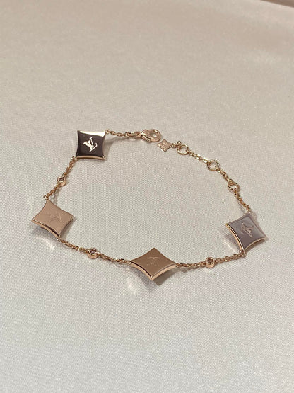 [⭐Sparkve]STAR 4 MOTIF MOP DIAMOND PINK GOLD BRACELET