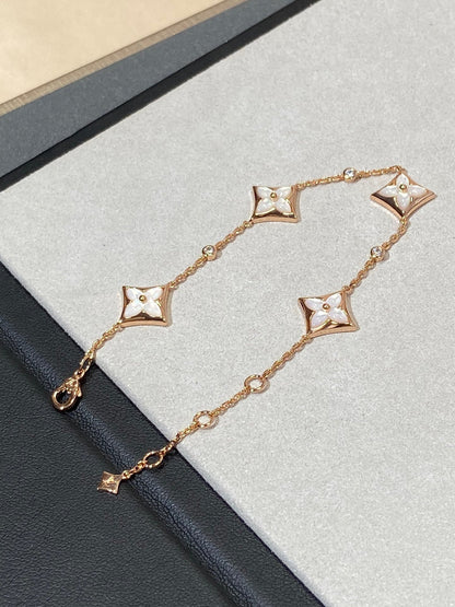[⭐Sparkve]STAR 4 MOTIF MOP DIAMOND PINK GOLD BRACELET