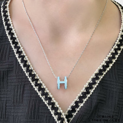 [⭐Sparkve]POP H SKY BLUE NECKLACE