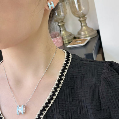 [⭐Sparkve]POP H SKY BLUE NECKLACE