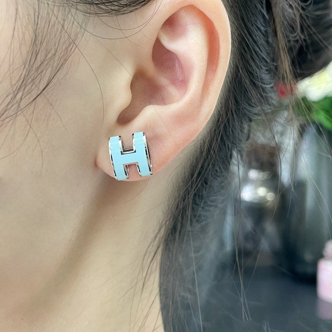 [⭐Sparkve]POP H SKY BLUE STUD EARRINGS