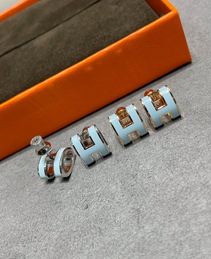 [⭐Sparkve]POP H SKY BLUE STUD EARRINGS
