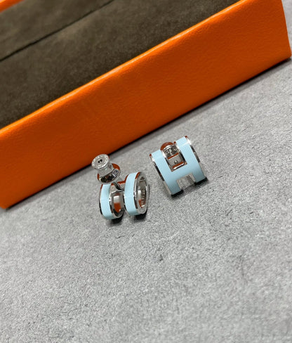 [⭐Sparkve]POP H SKY BLUE STUD EARRINGS