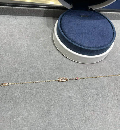 [⭐Sparkve]FORCE 10 DIAMOND CHAIN LINK PINK GOLD BRACELET