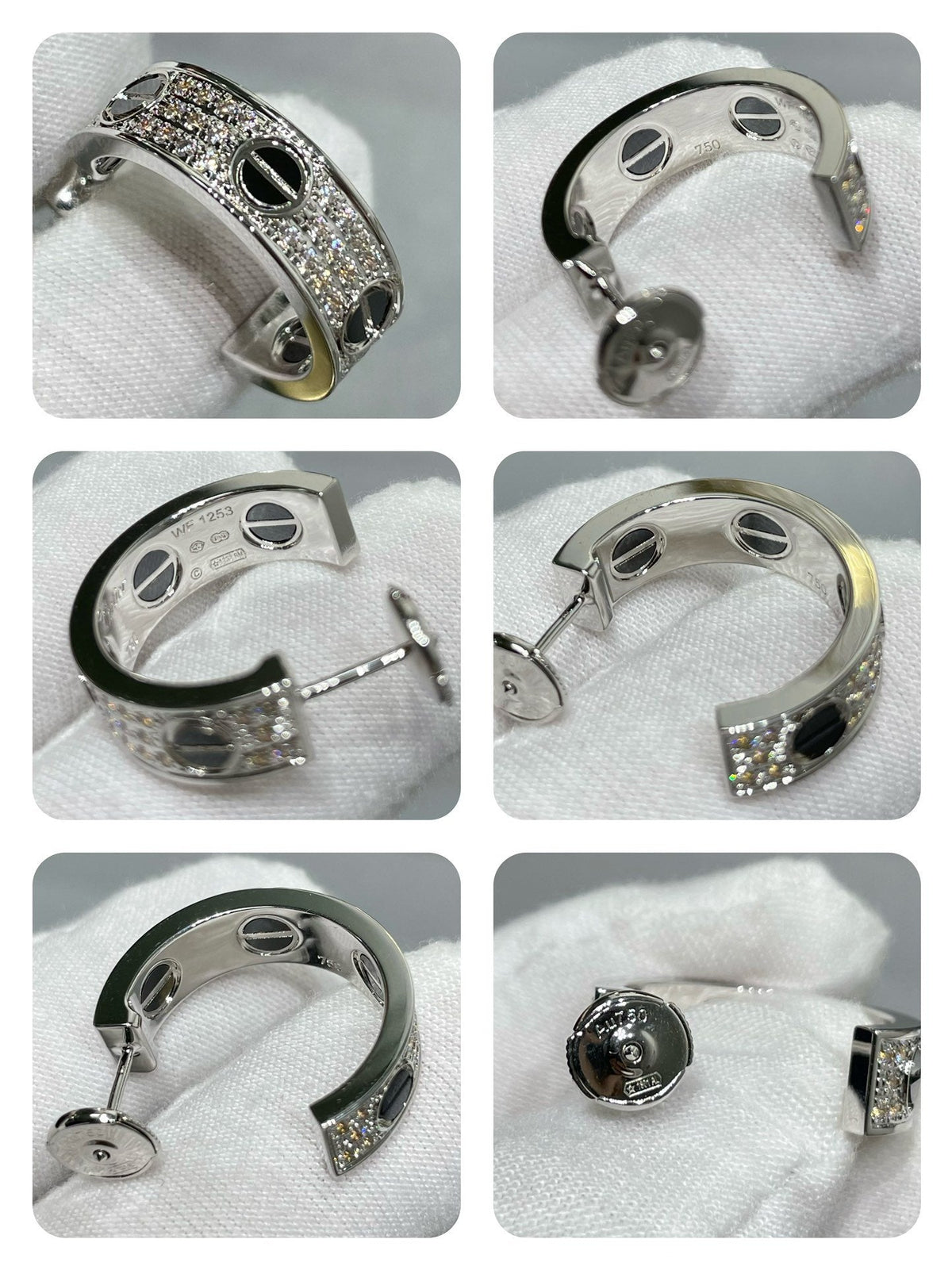 [⭐Sparkve]LOVE CERAMIC DIAMOND PAVED SILVER EARRINGS