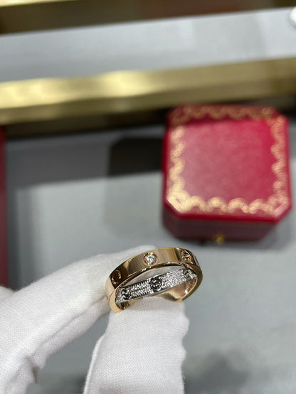 [⭐Sparkve]LOVE PINK GOLD SILVER DIAMOND DOUBLE RING