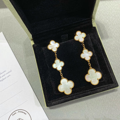 [⭐Sparkve]CLOVER MOP 3 MOTIFS GOLD EARRINGS
